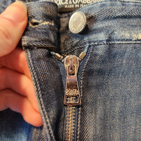 Dolce & Gabbana Lace Panel Blue Jeans - Picture 4 of 10